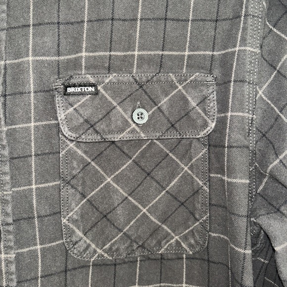 Brixton Men's Large Standard Fit/Bowery Long Sleeve Gray Black Plaid - Picture 3 of 6